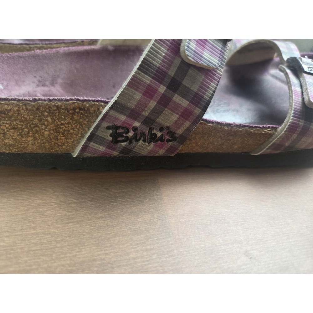 Birkenstock Birkis Size EU 40 (L6 M4) Pink Plaid Double Strap Buckle Sandal - Picture 3 of 8